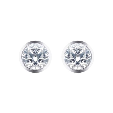 Silver & Diamond 0.10ct Besel Stud Earrings