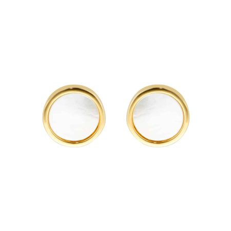 9ct Yellow Gold Mother Of Pearl Stud Earrings