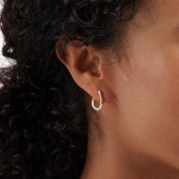 9ct Yellow Gold 0.10ct Diamond Tear Drop Hoop Earrings - 图片 2