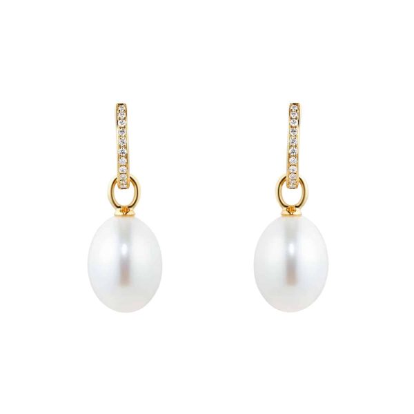 Kiki Classics 18ct Yellow Gold, Pearl Drops With 0.13cttw Diamond Hoop - 图片 3