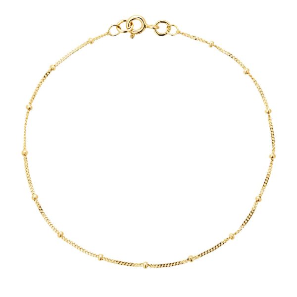 9ct Yellow Gold Beaded Chain Bracelet - 图片 3